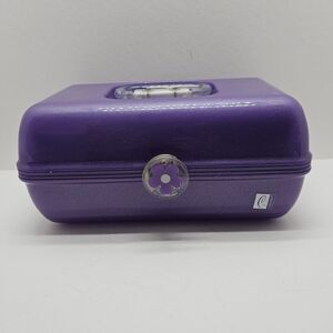 Vtg Caboodles Purple Glitter Makeup Cosmetic Case Tray Butterfly Clasp #2622